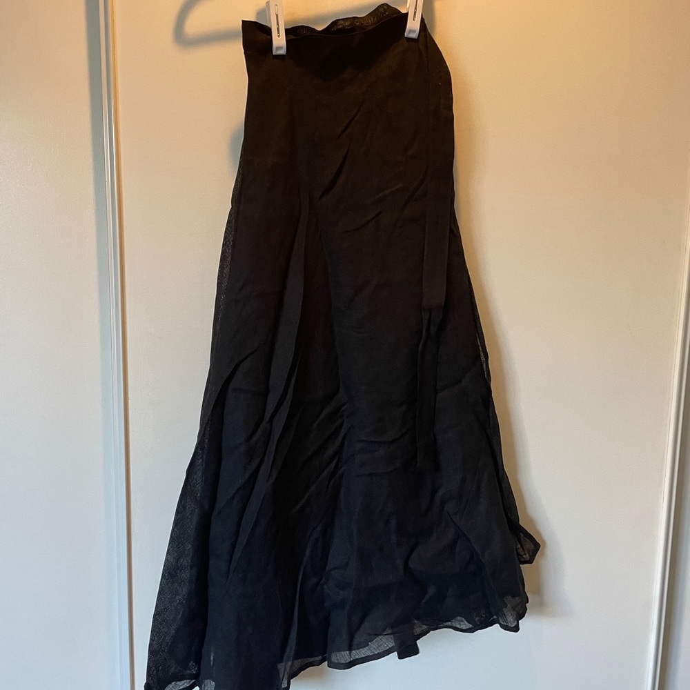 BLACK maxi skirt beach cover up 100% linen